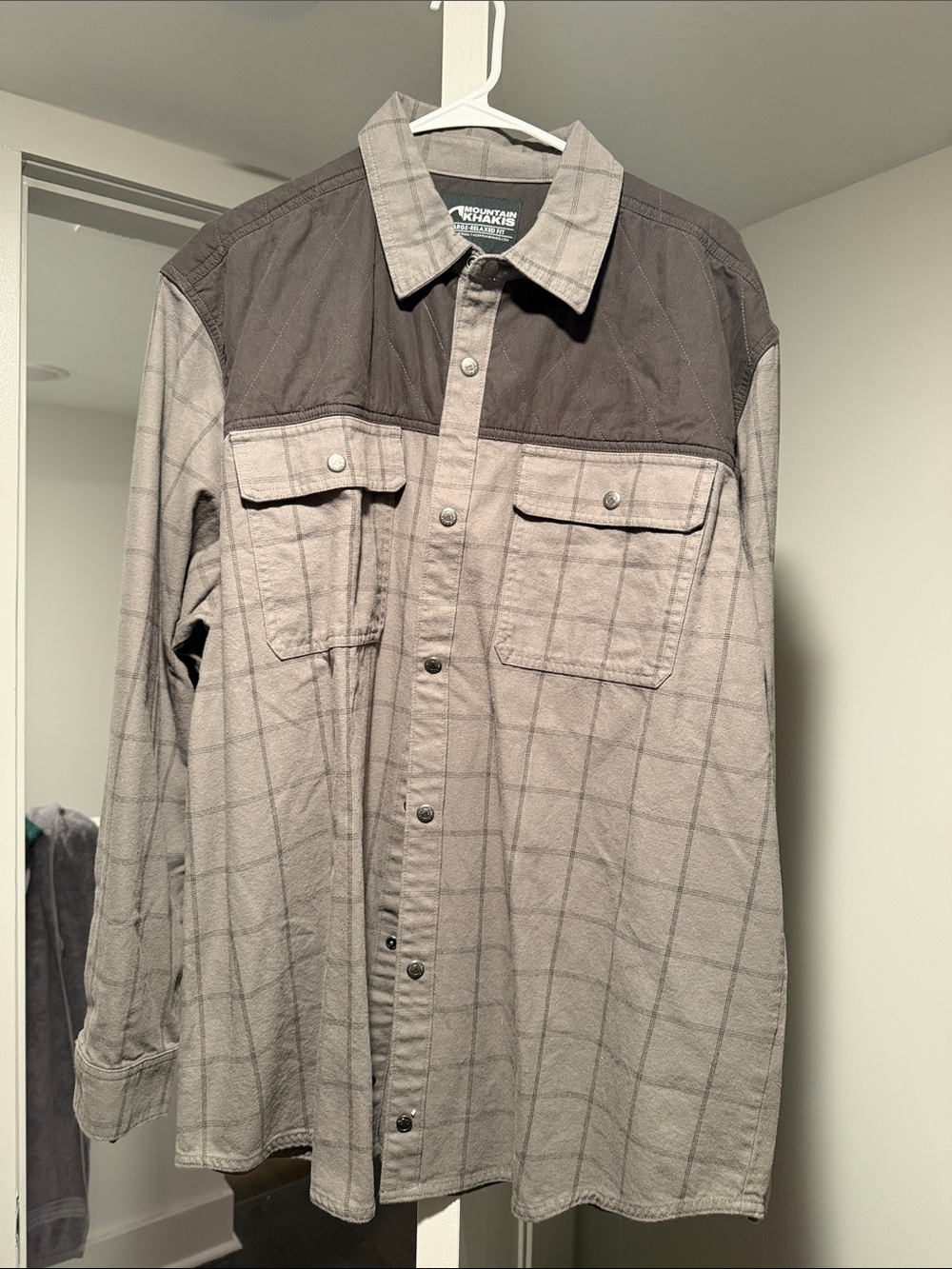 Mountain Khaki Two-Tone Gray Plaid Work Shirt Jacket